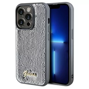 Etui Guess GUHCP14LPSFDGSS Apple iPhone 14 Pro hardcase Sequin Script Metal srebrny/silver - Etui i futerały do telefonów - miniaturka - grafika 1