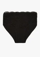 Majtki damskie - Czarne Bawełniane Majtki Figi z Koronkowymi Zdobieniami Idissa - miniaturka - grafika 1