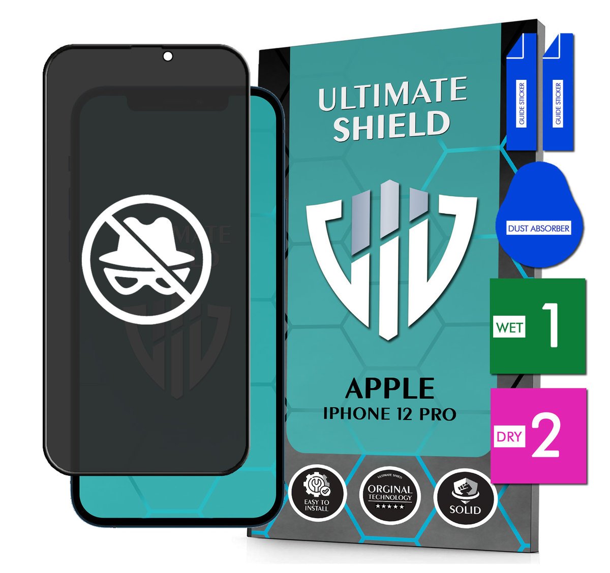 Szkło Prywatyzujące Do Apple Iphone 12 Pro Antyszpiegowskie Hartowane 9H 5D