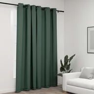 Zasłony - vidaXL Zasłony stylizowane na lniane, przelotki, zielone, 290x245 cm - miniaturka - grafika 1