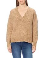 Swetry damskie - Noa Noa Damski sweter z dzianiny Alpaca z długim rękawem, brązowy melanż, L - miniaturka - grafika 1