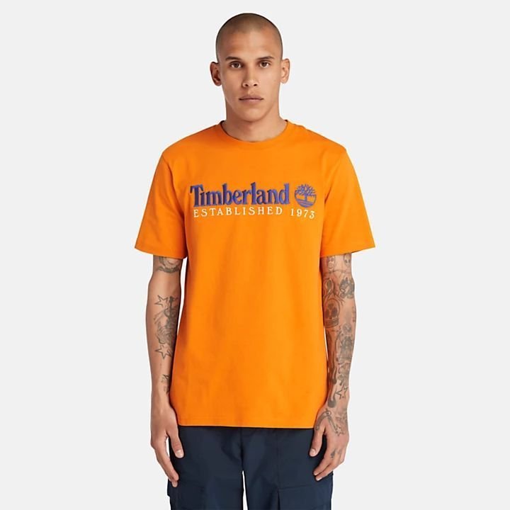 t-shirt uomo timberland tb0a6se1 ss est. 1973 crew tee ed1 dark cheddar