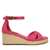 Sandały damskie - Sandały Tommy Hilfiger Flag Criss-Cros Mid Wedge Espad FW0FW08481 Różowy - miniaturka - grafika 1