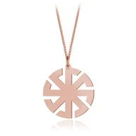 Naszyjniki - Srebrny naszyjnik Słowiański Kołowrót Swarga Swarożyca Swarzyca - rose gold - miniaturka - grafika 1