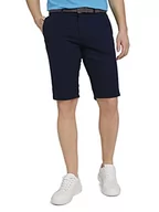 Spodenki damskie - TOM TAILOR Męskie Strukturyzowane szorty Josh Chino z paskiem 1025034, 26648 - Navy Squared Structure, 29 - miniaturka - grafika 1