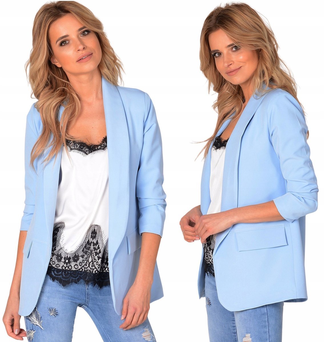 Elegancka MARYNARKA ŻAKIET klapy KOLORY Z1 L/40