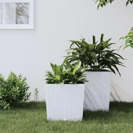 Pozostałe narzędzia ogrodowe - vidaXL Donica z pojemnikiem wewnętrznym, biała, 21/32 L, rattan PP - miniaturka - grafika 1