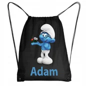 Plecaki worki - Worek Szkolny Na Buty Plecak Smerfy Smerf + IMIĘ - miniaturka - grafika 1