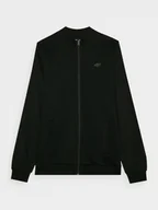 Bluzy sportowe męskie - Męska bluza dresowa rozpinana bez kaptura 4F 4FWMM00TSWSM1463 - czarna - miniaturka - grafika 1