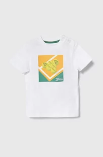 Guess t-shirt bawełniany dziecięcy kolor biały z nadrukiem - Koszulki dla chłopców - miniaturka - grafika 1