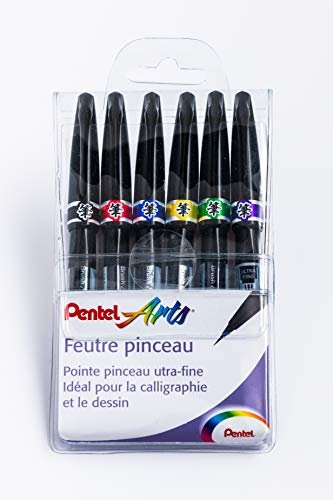 Pentel SESF30C Funny flamastry, miękka końcówka, bardzo cienka, x6 flamastrów