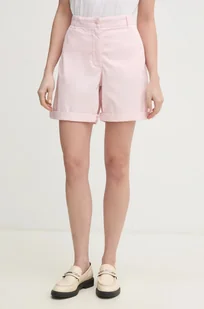 Tommy Hilfiger szorty damskie kolor różowy gładkie high waist WW0WW42457 - Spodnie sportowe damskie - miniaturka - grafika 1