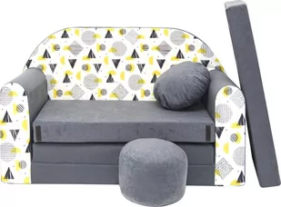 Sofa dziecięca kanapa wersalka rozkładana 160cm + podnóżek i poduszka - AJ4 - Fotele i pufy dla dzieci - miniaturka - grafika 1