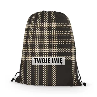 WORKO-PLECAK z Twoim imieniem Brązowa krata VII 033 - Plecaki worki - miniaturka - grafika 1