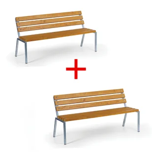 Ławka zewnętrzna STACK 1+1 GRATIS, sztaplowana, z oparciem, ocynkowana, 1500 mm, limba - Wyposażenie miejsc publicznych - miniaturka - grafika 1