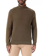 Bluzy męskie - BOSS Męska bluza Knitted_Sweater, ciemnozielona, L - miniaturka - grafika 1