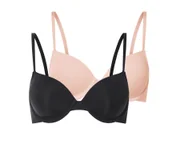 Biustonosze - esmara® Biustonosze damskie z fiszbinami, 2 sztuki (Czarny/ beżowy, 80B) - miniaturka - grafika 1