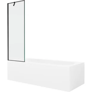 Mexen Vega wanna prostokątna 160 x 70 cm z obudową i parawanem 1-skrzydłowym 60 cm, czarny wzór - Wanny - miniaturka - grafika 1