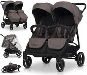 Wózki dziecięce - WÓZEK BLIŹNIACZY LUB ROK PO ROKU EUROCART DOBLO DLA BLIŹNIĄT DO 46KG FOLIA TAUPE - miniaturka - grafika 1