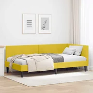 Stelaże pod materac - vidaXL Rama łóżka narożnego Inny Z zagłówkiem Żółty 100 x 200 cm - miniaturka - grafika 1