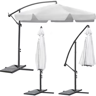 Parasol ogrodowy PLONOS, 6 segmentów, szary, 350 cm - Parasole ogrodowe - miniaturka - grafika 1