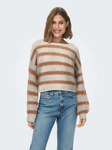ONLY Sweter w kolorze beżowo-jasnobrązowym - Swetry damskie - miniaturka - grafika 1
