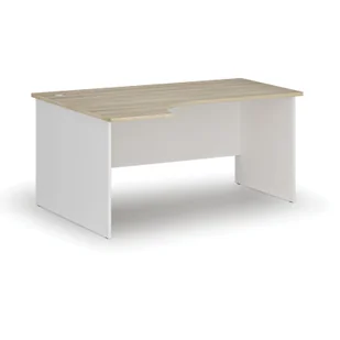 Biurko narożne PRIMO WHITE, 1600 x 1200 mm, lewe, biały/dąb naturalny - Biurka - miniaturka - grafika 1