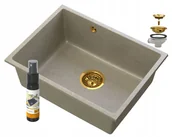 Zlewozmywaki - Granitan Manado Brązowy Podblatowy Zlew Złoty Podwieszany 60 - miniaturka - grafika 1