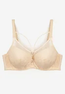 Biustonosze - Beżowy Biustonosz Typu Full Cup z Koronką i Regulowanymi Ramiączkami Nestakate - miniaturka - grafika 1
