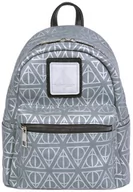 Plecaki szkolne i tornistry - Skórzany plecak w kolorze khaki w srebrny wzór Insygniów Śmierci Harry Potter - miniaturka - grafika 1