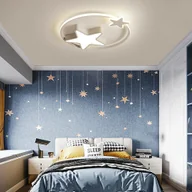 Lampy sufitowe - 55cm LED Star Ściemnialna Nowoczesna Kreatywna Lampa Sufitowa z Pilotem Fantasy Fairy Tale Style Light Boys Girls Metalowy Żyrandol Żelazna Lampa Sufitowa do Salonu Sypialni Jadalni Pokoju Dziecięcego Przedpokoju Baru Kawiarni Restauracji (biały) 36W - miniaturka - grafika 1