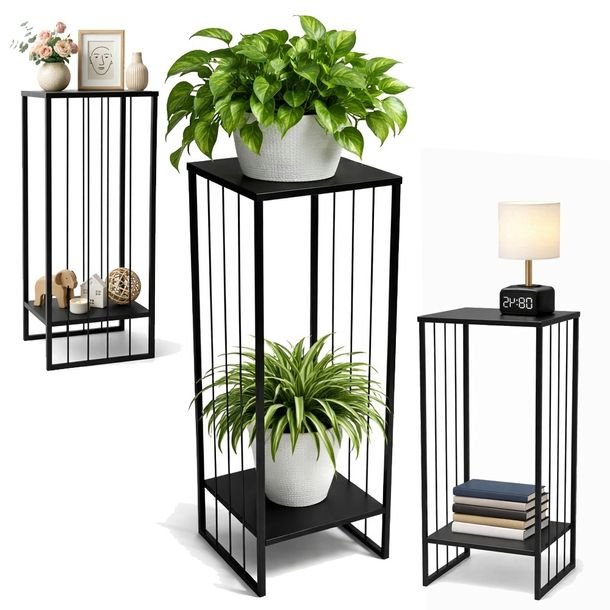 Kwietnik Loft Metalowy 80 cm czarny stojak 2 poziomy Industrial producent