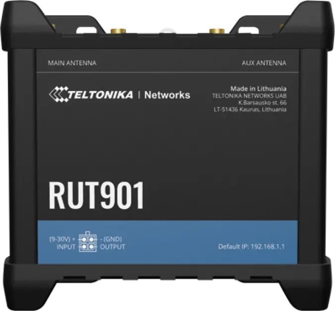 Router Teltonika Cellular network router Black Aluminium Fast Ethernet 10,100 Mbit/s RUT901 RUT901200000