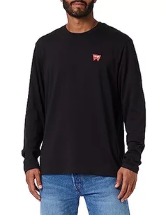 Wrangler T-shirt męski Ls Sign Off Tee, czarny, XXL - Koszulki męskie - miniaturka - grafika 1