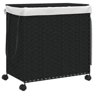 Kosze na bieliznę - vidaXL Kosz na pranie z kółkami Czarny 60x35x60,5 cm Rattan - miniaturka - grafika 1