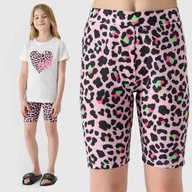 Legginsy - 4F LEGGINSY DZIEWCZĘCE DZIANINOWE KOLARKI DZIECIĘCE SS24 - miniaturka - grafika 1