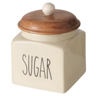 Ceramiczny pojemnik na żywność, drewniana pokrywa, SUGGY - Pojemniki kuchenne - miniaturka - grafika 1