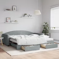 Łóżka - Sofa rozsuwana z szufladami, jasnoszara, 100x200 cm, tkanina Lumarko! - miniaturka - grafika 1