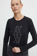 Bluzki damskie - Armani Exchange longsleeve damski kolor czarny 6DYT05 YJDTZ - miniaturka - grafika 1