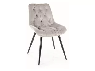 Krzesło do jadalni PRAGA VELVET jasno szare tapicerowane - Krzesła - miniaturka - grafika 1