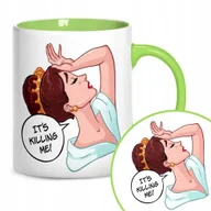 Kubki - Kubek Ceramiczny Zielone Na Prezent ZABAWNE WZORY - miniaturka - grafika 1