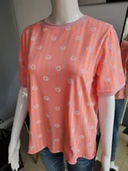 Koszulki i topy damskie - Koszulka w paski z kwiatkami - różowy One size - miniaturka - grafika 1