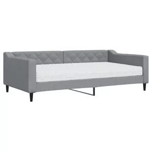 Sofa z materacem do spania, jasnoszara, 100x200 cm, tkanina Lumarko! - Łóżka - miniaturka - grafika 3