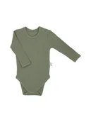 Body dla niemowląt - Chłopięce body bawełna dł.rękaw khaki Nicol - miniaturka - grafika 1