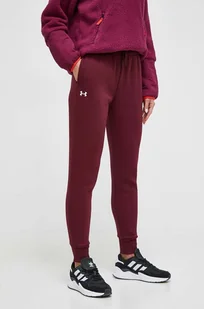 Under Armour spodnie dresowe kolor bordowy gładkie - Spodnie damskie - miniaturka - grafika 1