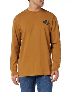 Dickies Męska koszulka z długim rękawem w jednym kolorze logo Hw, Brązowa kaczka, XL-3XL - Koszulki męskie - miniaturka - grafika 1
