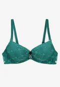 Biustonosze - Ciemnozielony Koronkowy Biustonosz Push Up Ozdobiony Metaliczną Aplikacją Norithiel - miniaturka - grafika 1