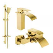 Baterie umywalkowe - Mexen Aries DQ62 zestaw wannowy, złoty - miniaturka - grafika 1