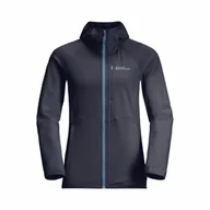 Bluzy damskie - Damska bluza polarowa Jack Wolfskin KOLBENBERG HOODED FZ W Graphite - XS - miniaturka - grafika 1