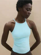 Koszulki i topy damskie - Reserved - Gładki top - jasnoturkusowy - miniaturka - grafika 1